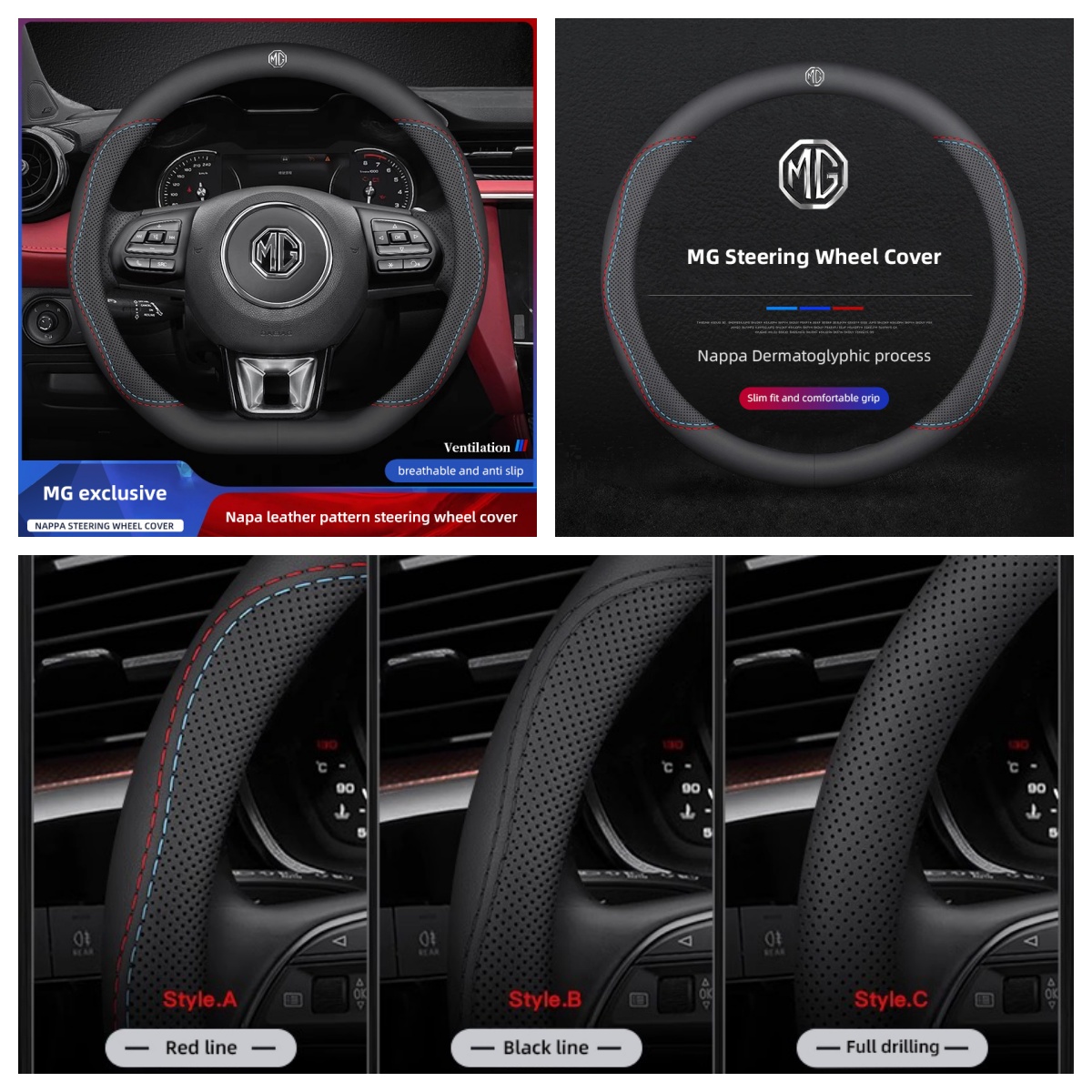 Car Steering Wheel Cover Anti Slip Breathable - 1개입 나파 가죽 자동차 핸들 커버