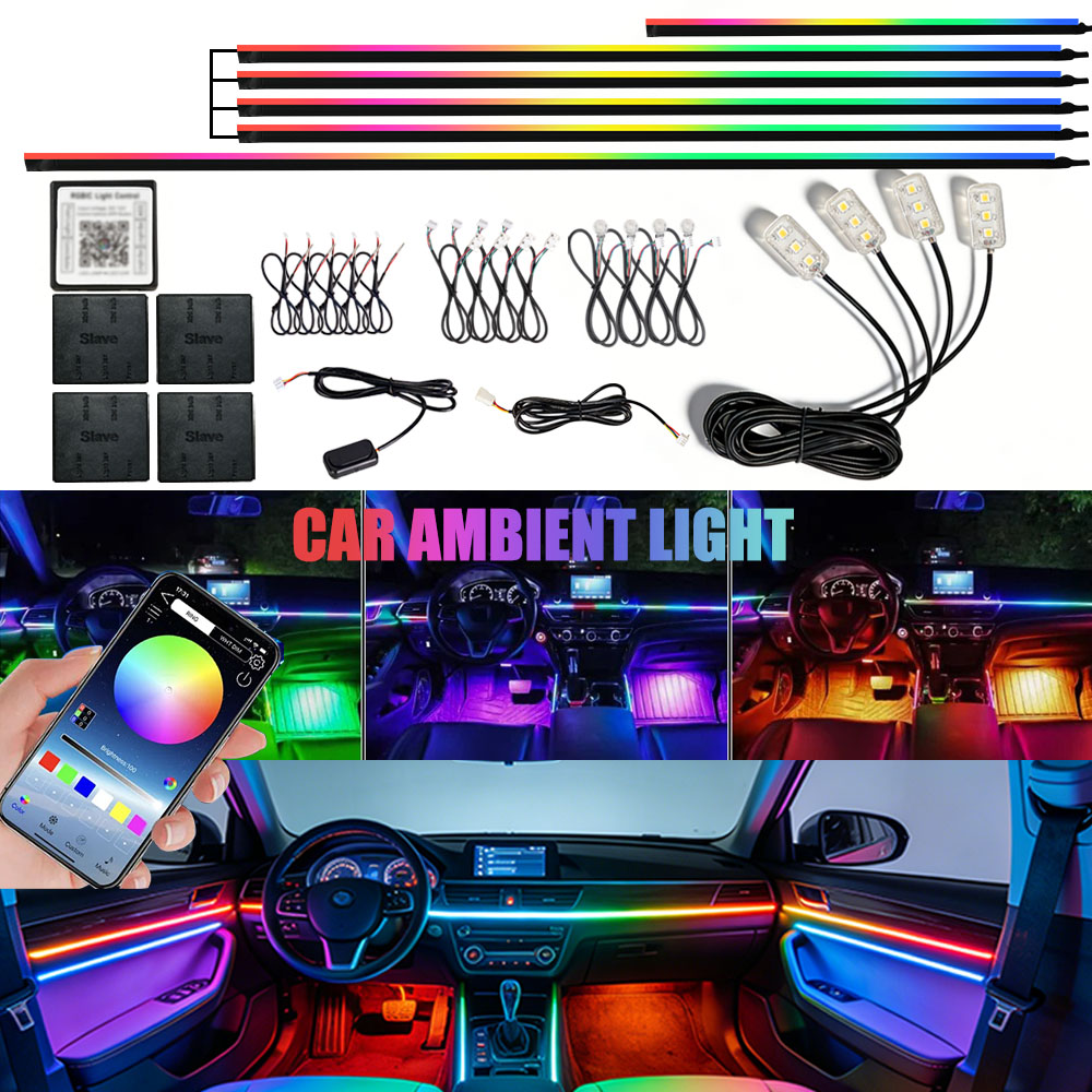 6/10/14/18/22 In1 자동차 아크릴 LED  - Led Ambient Interior Car Lights App Control 리뷰 및 가격