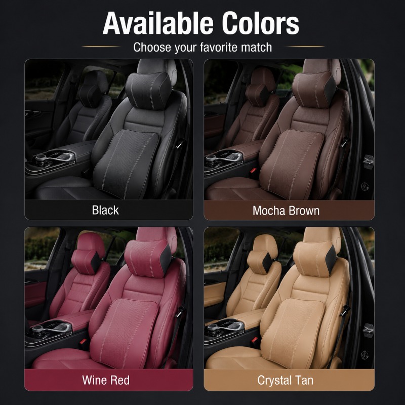 메모리폼 차량용 목베개 요추 지지 쿠션 천연 가죽 시트 - Memory Foam Car Neck Pillow Lumbar Support 리뷰 및 가격