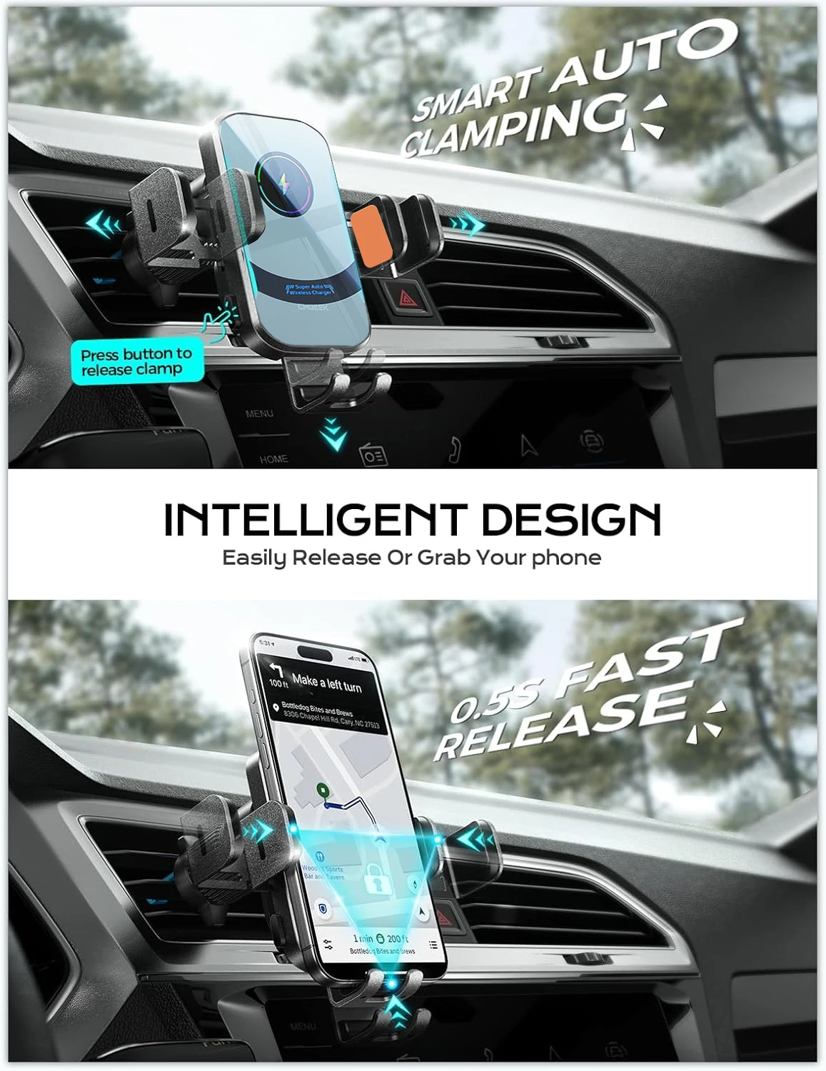 UYUXIO 무선 차량용 충전기 iPhone 16 15 - Magnetic Phone Holder For Car Vent 리뷰 및 가격