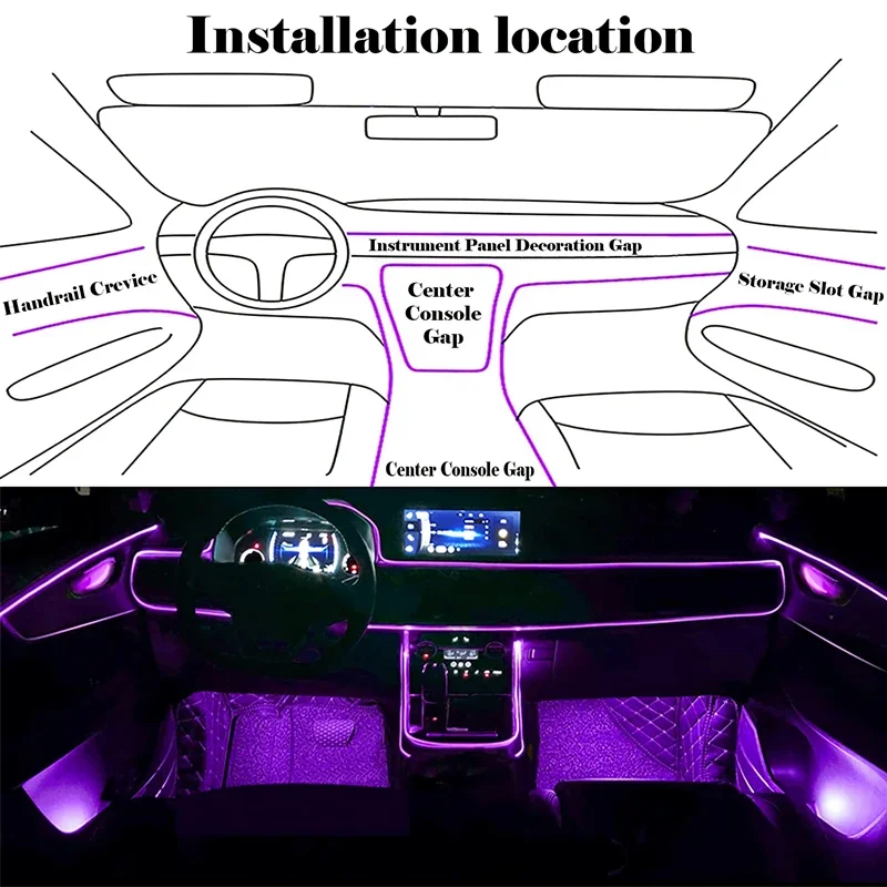 앱 제어 가능한 유연한 EL 와이어 조명, 분위기 조성 - Led Ambient Interior Car Lights App Control 리뷰 및 가격