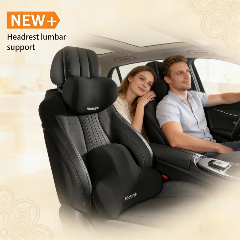 차량용 메모리폼 목베개 & 허리받침 세트, 통기성 헤드 - Memory Foam Car Neck Pillow Lumbar Support 리뷰 및 가격