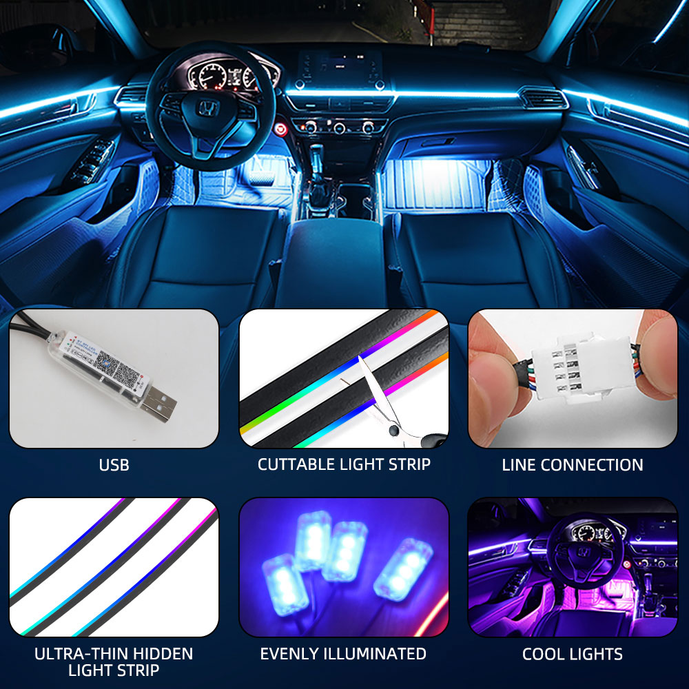 범용 심포니 자동차 주변 조명, LED 인테리어 RGB - Led Ambient Interior Car Lights App Control 리뷰 및 가격