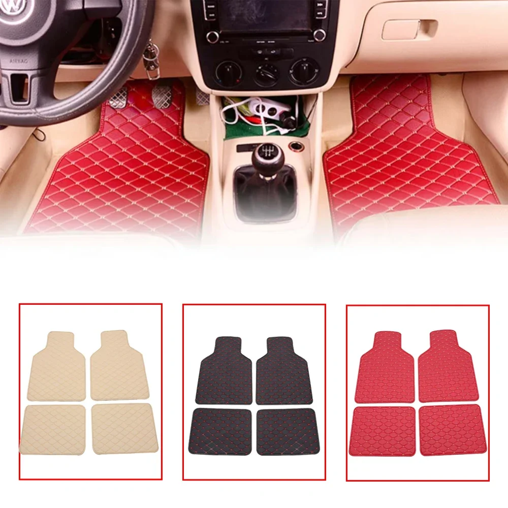 자동차 바닥 매트 4개 세트, 범용 PU 가죽 방수 자 - Car Floor Mats Universal Waterproof Leather 리뷰 및 가격
