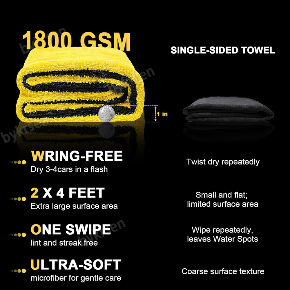 1800GSM 초극세사 소재의 대형 차량 세차용 타월, - Microfiber Car Drying Towel Super Absorbent 리뷰 및 가격